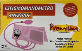 Esfigmomanômetro Aneróide ROSA fecho com tiras autocolantes - Premium