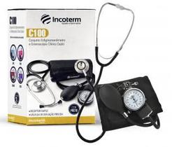 Esfigmomanometro e estetoscopio conjunto incoterm c100 preto.