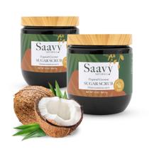 Esfoliante corporal com açúcar Saavy Naturals Tropical Coconut, pacote com 2 unidades Esfoliante corporal com açúcar Saavy Naturals Tropical Coconut, pacote com 2 unidades