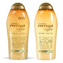 Esfoliante corporal e creme corporal OGX Smoothing Coconut Coffee