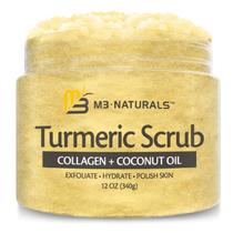 Esfoliante Corporal M3 Naturals com Cúrcuma, Colágeno e Óleo de Coco - Hidratante e Suave para Rosto, Corpo, Mãos e Pés