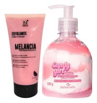 Esfoliante de Melancia Corpo e Rosto Nutry Cap + Gel Creme Hidrantante Virilha e Corpo Candy Girl