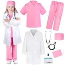 Esfoliante Doctor Costume YADIYA com estetoscópio para crianças e meninas de 3 a 12 anos Esfoliante Doctor Costume YADIYA com estetoscópio para crianças e meninas de 3 a 12 anos