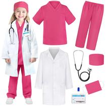 Esfoliante Doctor Costume YADIYA com estetoscópio para crianças e meninas de 3 a 12 anos Esfoliante Doctor Costume YADIYA com estetoscópio para crianças e meninas de 3 a 12 anos