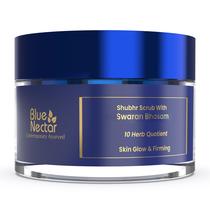 Esfoliante Facial Blue Nectar Gold para Pele Radiante Limpador e Esfoliante com Aloe Vera, Noz e Kumkumadi para Homens e Mulheres Remoção Ayurvédica de Bronzeado (12 Ervas, 50 g)