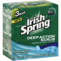 Esfoliante suavizante Irish Spring Deep Action em barra de sabão, pacote com 3