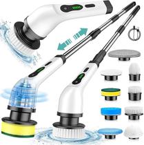 Esfregador giratório elétrico, escova de limpeza sem fio com velocidade dupla de potência 2H, cabo de extensão ajustável, 9 cabeças Esfregador giratório elétrico, escova de limpeza sem fio com velocidade dupla de potência 2H, cabo de extensão ajustável, 9 cabeças