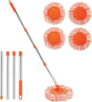 Esfregão de limpeza Dolodomy de 61 polegadas com 4 cabeças reutilizáveis giratórias de 180