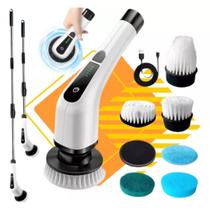 Esfregão Elétrico Sem Fio Mop Multiuso Limpeza Cantos Frisos Banheiro Piso com Extensão para Cabo