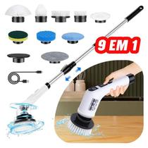 Esfregão Escova Limpeza 9 Em 1 Porta Detergente Elétrico