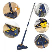 Esfregão Limpeza Triangular Mop Giratório Rodo Banheiro Chão Janela Teto Ajustável 360 com 2 Refil