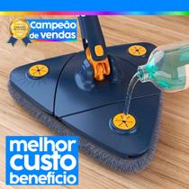 Esfregão Mop de Limpeza Triangular 360 Giratório com Rodo Ajustável Multiuso para Piso e Cantos