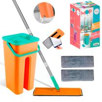 Esfregão Mop Flat Limpeza Piso 360 Rodo Mágico Inteligente Balde 5 Litros Agua Suja Limpa