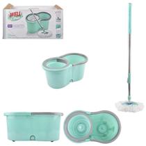 ESFREGAO MOP GIRATORIO 360º TOP COM BALDE 13L E CABO EXTENSIVEL VERDE NA CAIXA - Wellmix ESFREGAO MOP GIRATORIO 360º TOP COM BALDE 13L E CABO EXTENSIVEL VERDE NA CAIXA - Wellmix