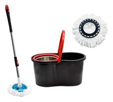Esfregão Mop Giratório com Balde 8L e Refil de Microfibra Limpeza Prática e Eficiente Cinza Azul