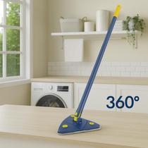 Esfregão Mop Giratório Triangular 360 Limpa Forro, Vidros, Cantos e Lugares Altos com Microfibra Superabsorvente e Cabo Longo