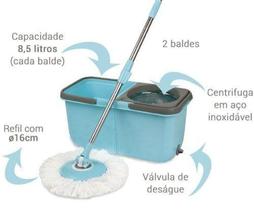 Esfregão Mop Premium Balde Duplo Limpeza Prática Centrifugador Inox - Mor