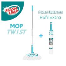 Esfregão Mop Twist Rodo Retrátril Torção + 1 Refil Extra - Flash Limp