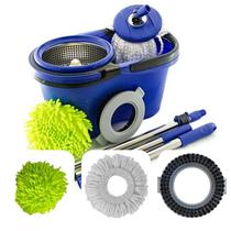 Esfregão Perfect Flash Mop Giratório Inox 360 Balde Grande 14l Com 4 Refis + Acessorios Rodo Limpeza