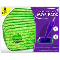 Esfregões de chão reutilizáveis Turbo Microfiber, pacote com 8 unidades Swiffer Wet Jet Esfregões de chão reutilizáveis Turbo Microfiber, pacote com 8 unidades Swiffer Wet Jet