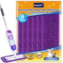 Esfregões reutilizáveis KEEPOW compatíveis com Swiffer PowerMop x6 Esfregões reutilizáveis KEEPOW compatíveis com Swiffer PowerMop x6