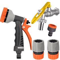 Esguicho 6 Jatos + Engate Rápido 1/2 +Bico + Torneira Metal
