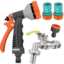 Esguicho 6 Jatos + Engate Rápido+ Bico + Torneira Metálica