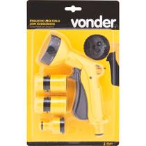 Esguicho pistola plástico múltiplo 6 posições com botão trava com acessórios - Vonder