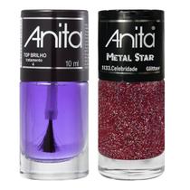Esmalte Celebridade Coleção Metal Star + Top Brilho 10ml Anita