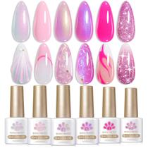 Esmalte de gel Born Pretty Pink 6 cores Shimmer Glitter Esmalte de gel Born Pretty Pink 6 cores Shimmer Glitter