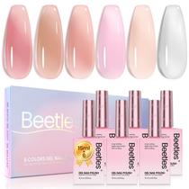 Esmalte de unhas Beetles Jelly Gel 6 cores 15 mL, branco leitoso, rosa