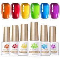 Esmalte de unhas Born Pretty Neon Jelly Gel, 6 peças de Halloween