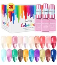 Esmalte de unhas DouborQ Jelly Gel 20 frascos de vidro translúcido de 7 mL