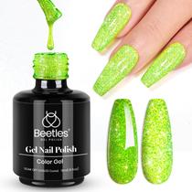 Esmalte de unhas em gel besouros Green Glitter 15mL para manicure Esmalte de unhas em gel besouros Green Glitter 15mL para manicure