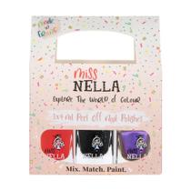 Esmalte de unhas MISS NELLA Peel-Off Kids Water Base, pacote com 3