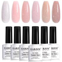 Esmalte de Unhas RARJSM Nude Glitter Gel - Kit com 6 Unidades (7,5ml) - Soak Off