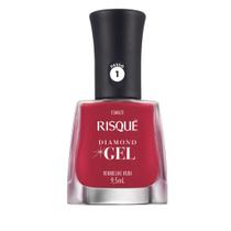 Esmalte diamond gel vermelho rubi manicure risque 9,5ml
