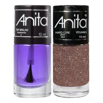 Esmalte Hard Core Glitter + Top Brilho 10ml Anita