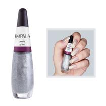 Esmalte Impala Glitter Prata Longa Duração Secagem Rápida