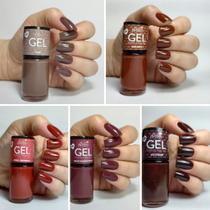 Esmalte Kit 5 Esmaltes Outono Efeito Gel Bella Brazil 9ml 806 812 855 854 845 Secagem Rapida UV