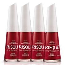 Esmalte Risqué 7 Vermelhos Cor Doce Orgulho Hipoalergênico 8ml Kit com quatro unidades