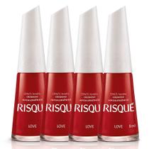 Esmalte Risqué Cor Love Hipoalergênico 8ml Kit com quatro unidades