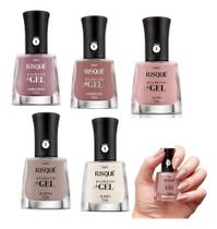 Esmalte Risque Diamond Gel com 5 Tons Claro Branco e Nude