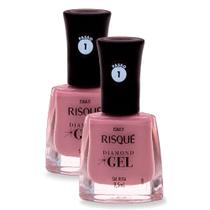 Esmalte Risqué Diamond Gel Cor Sal Rosa 9,5ml Kit com duas unidades