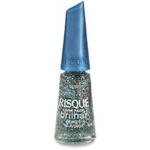 Esmalte Risqué Livre para Brilhar Glitter Azul de Paetê na Avenida com 8ml