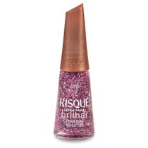Esmalte Risque Livre para Brilhar Glitter Rosa Cravejada com 8ml