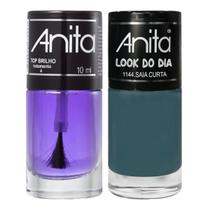 Esmalte Saia Curta Coleção Look do Dia + Top Brilho 10ml Anita