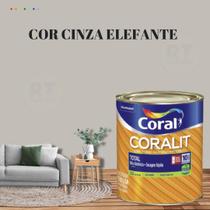 Esmalte Sintético Base Água Coral Coralit 800ml Cor Cinza Acetinado p/Madeiras e Metais e Pintura em Artesanato de MDF