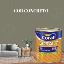 Esmalte Sintético Base Água Coral Coralit 800ml Cor Cinza Acetinado p/Madeiras e Metais e Pintura em Artesanato de MDF