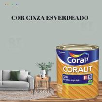 Esmalte Sintético Base Água Coral Coralit 800ml Cor Cinza Brilhante p/Madeiras e Metais e Pintura em Artesanato de MDF